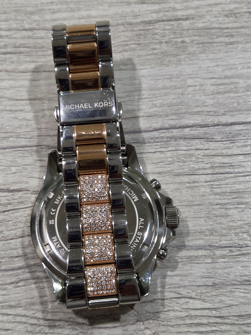 Michael Kors Two-Tone Silver Rose Gold Crystal Watch New Without Box
